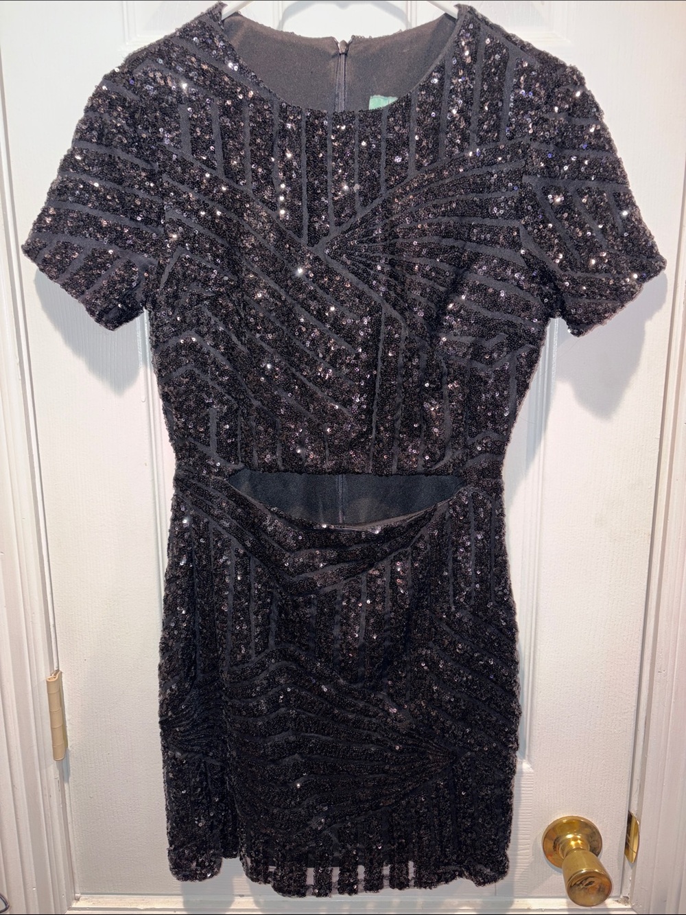 Karlie Black Sequin Cutout Mini Dress